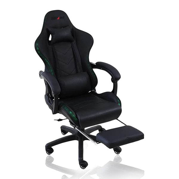Blitzed GAIA Leather Gaming Chair with RGB Light and Lumbar Support (Black)-min