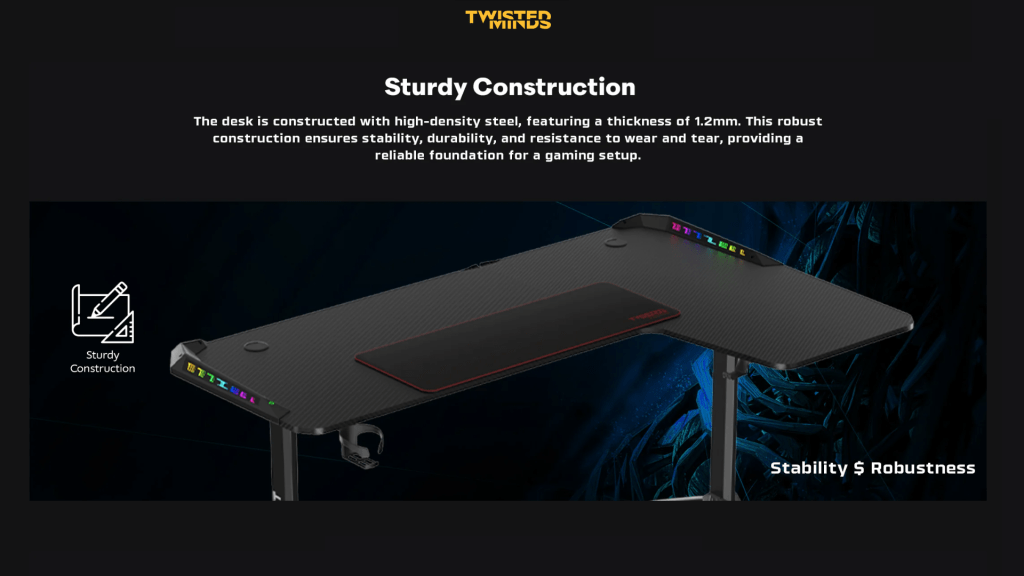 معرفی Warrior L Shaped Gaming Desk RGB